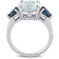 Original Amour 0.05 CT TDW Diamond and 5 1/6 CT TGW Ice Aquamarine and London Blue Topaz Cocktail Ring in Sterling Silver