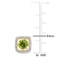 Original AMOUR 1 1/8 CT TGW Peridot and Diamond Square Stud Earrings In 10K Yellow Gold