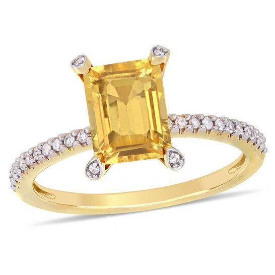 Original Amour 1/10 CT Diamond TW And 1 1/2 CT TGW Citrine Fashion Ring 10k Yellow Gold JMS005339