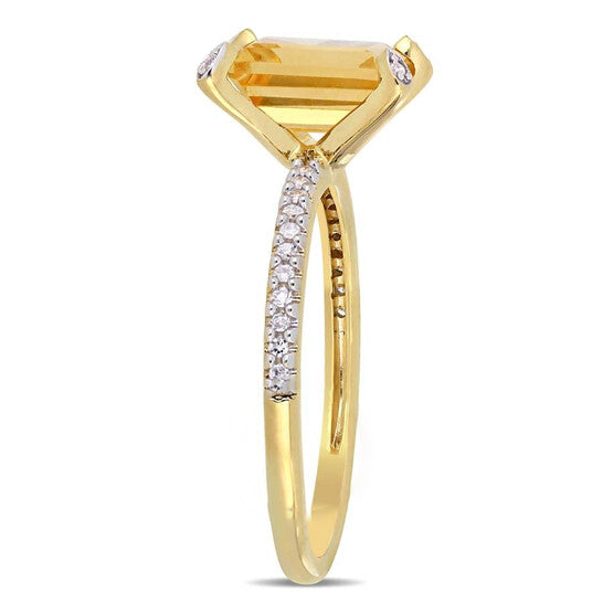 Original Amour 1/10 CT Diamond TW And 1 1/2 CT TGW Citrine Fashion Ring 10k Yellow Gold JMS005339