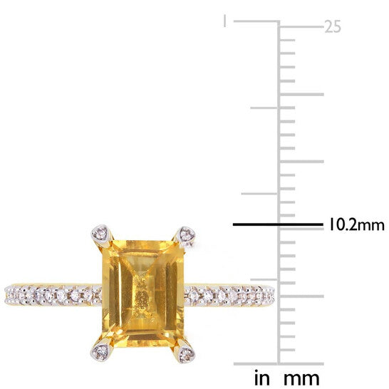 Original Amour 1/10 CT Diamond TW And 1 1/2 CT TGW Citrine Fashion Ring 10k Yellow Gold JMS005339