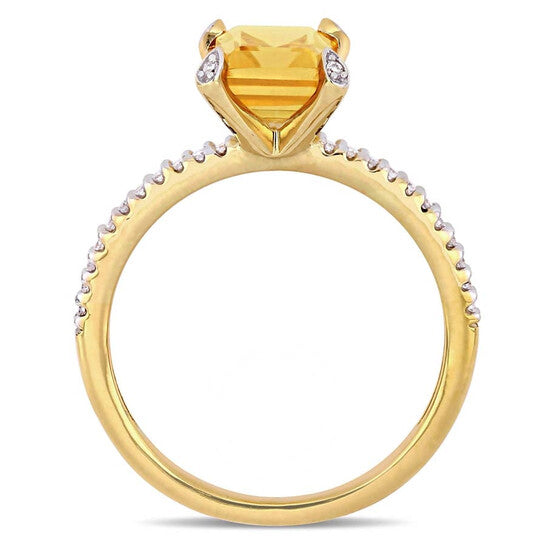 Original Amour 1/10 CT Diamond TW And 1 1/2 CT TGW Citrine Fashion Ring 10k Yellow Gold JMS005339