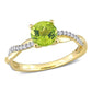 Original Amour 1 1/10 CT TGW Peridot and 1/6 CT TW Diamond Crossover Ring in 14k Yellow Gold