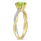 Original Amour 1 1/10 CT TGW Peridot and 1/6 CT TW Diamond Crossover Ring in 14k Yellow Gold