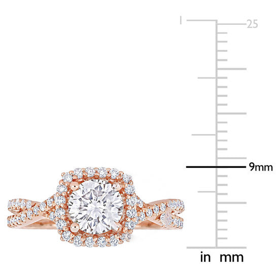 Original Amour 1 1/2 CT TW Diamond Halo Engagement Ring in 14k Rose Gold