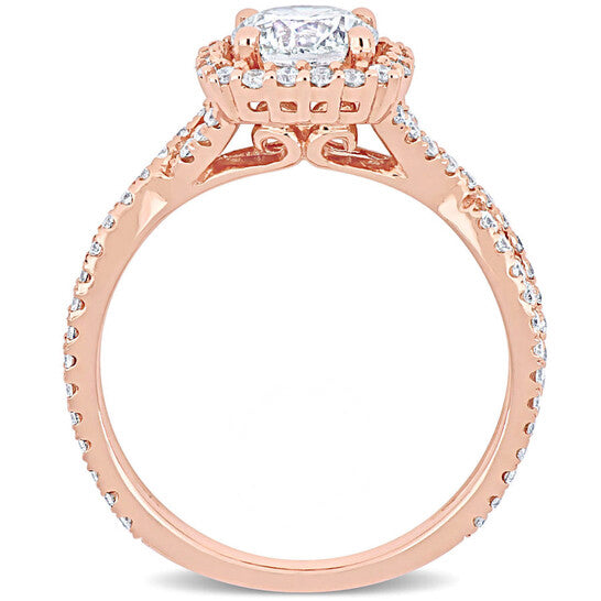 Original Amour 1 1/2 CT TW Diamond Halo Engagement Ring in 14k Rose Gold