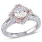 Original Amour 1 1/2 CT TW Diamond Halo Split Shank Engagement Ring in 2-Tone Rose and White 14k Gold