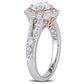 Original Amour 1 1/2 CT TW Diamond Halo Split Shank Engagement Ring in 2-Tone Rose and White 14k Gold