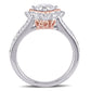 Original Amour 1 1/2 CT TW Diamond Halo Split Shank Engagement Ring in 2-Tone Rose and White 14k Gold