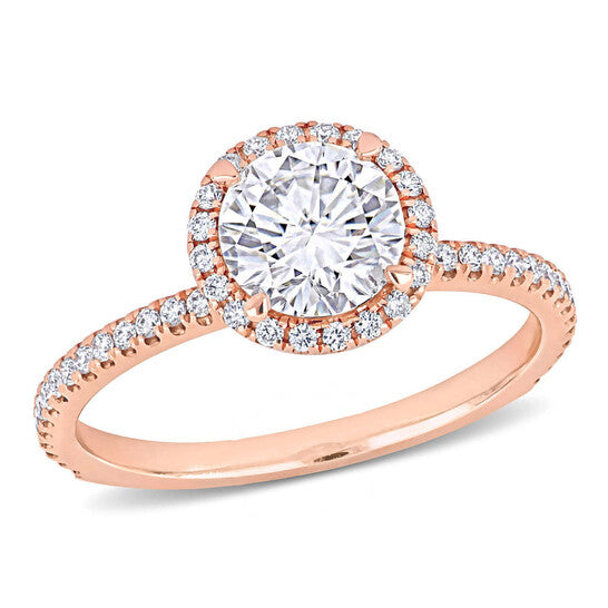 Original Amour 1 1/3 CT TW Diamond Halo Engagement Ring in 14k Rose gold