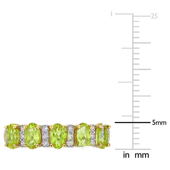 Original Amour 1 1/5 CT TGW Peridot and 1/6 CT TW Diamond Semi Eternity Ring in 14k Yellow Gold