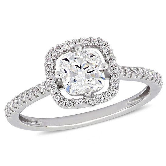 Original Amour 1 1/5 CT TW Cushion-Cut Diamond Floating Halo Engagement Ring in 14k White Gold