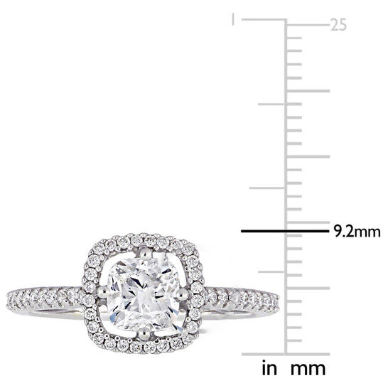 Original Amour 1 1/5 CT TW Cushion-Cut Diamond Floating Halo Engagement Ring in 14k White Gold