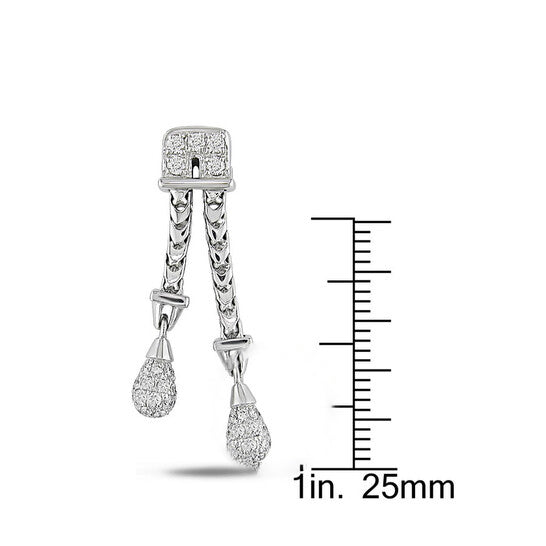 Original AMOUR 1 1/5 CT TW Diamond Briolette Lariat Earrings In 18k White Gold