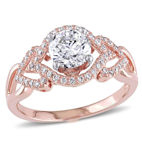 Original Amour 1 1/5 CT TW Diamond Open Heart Engagement Ring in 14k Rose Gold