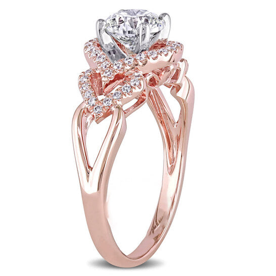 Original Amour 1 1/5 CT TW Diamond Open Heart Engagement Ring in 14k Rose Gold