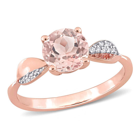 Original Amour 1 1/6 CT TGW Morganite and Diamond Accent Ring in 14k Rose Gold