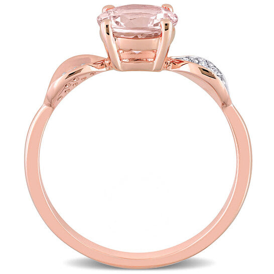 Original Amour 1 1/6 CT TGW Morganite and Diamond Accent Ring in 14k Rose Gold