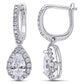 Original AMOUR 1 2/5 CT TW Pear Shaped Halo Diamond Leverback Earrings In 14K White Gold