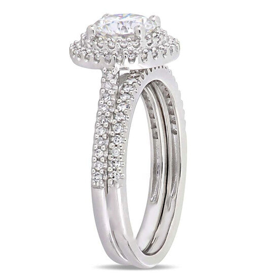 Original Amour 1/2 CT DIAMOND TW AND 1 CT TGW Created MOISSANITE-WHITE BRIDAL SET RING 14K WHITE GOLD JMS005319