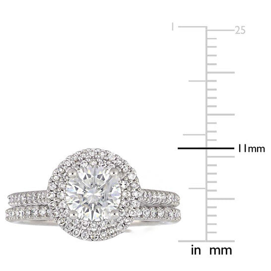 Original Amour 1/2 CT DIAMOND TW AND 1 CT TGW Created MOISSANITE-WHITE BRIDAL SET RING 14K WHITE GOLD JMS005319