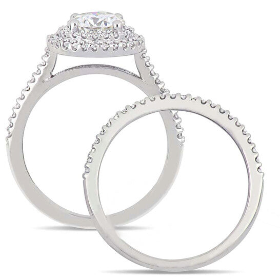 Original Amour 1/2 CT DIAMOND TW AND 1 CT TGW Created MOISSANITE-WHITE BRIDAL SET RING 14K WHITE GOLD JMS005319