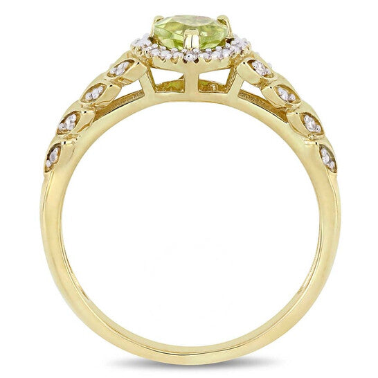 Original Amour 1/2 CT TGW Peridot and Diamond Halo Heart Ring in 10k Yellow Gold JMS005020