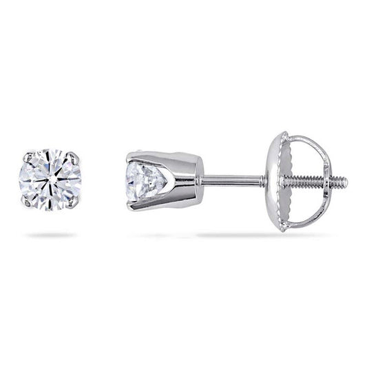 Original AMOUR 1/2 CT TW Diamond Stud Earrings with Screwback In 14K White Gold