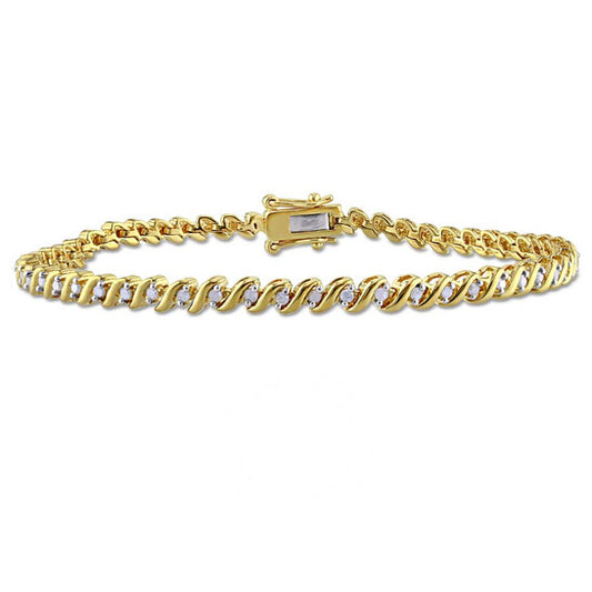 Original AMOUR 1/2 CT TW Diamond Tennis Twisted Bracelet In Yellow Silver