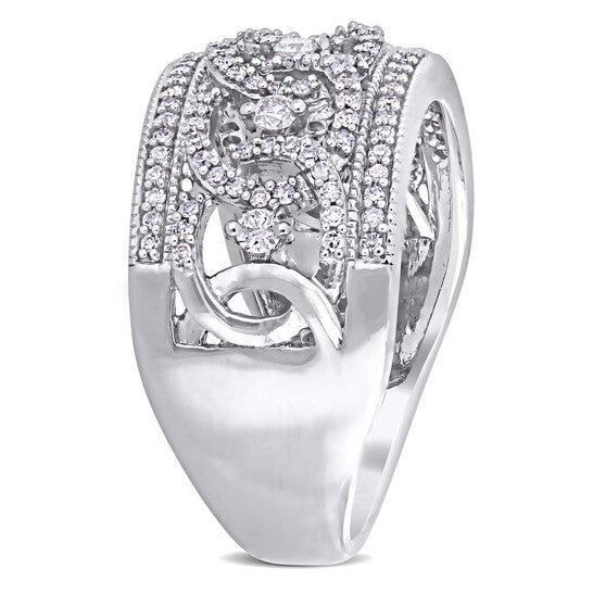 Original Amour 1/2 CT TW Diamond Wide Interlaced Circle Anniversary Ring in 10k White Gold JMS004958