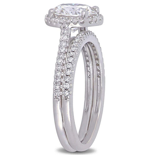 Original Amour 1/3 CT DIAMOND TW AND 2 CT TGW CREATED MOISSANITE-WHITE BRIDAL RING SET 14K WHITE GOLD JMS005322