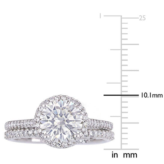 Original Amour 1/3 CT DIAMOND TW AND 2 CT TGW CREATED MOISSANITE-WHITE BRIDAL RING SET 14K WHITE GOLD JMS005322