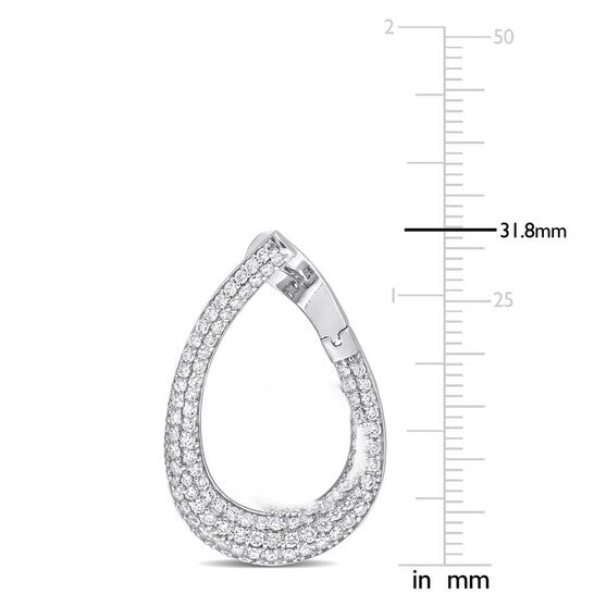 Original AMOUR 1 3/4 CT TDW Diamond Open Teardrop Earrings In 14K White Gold