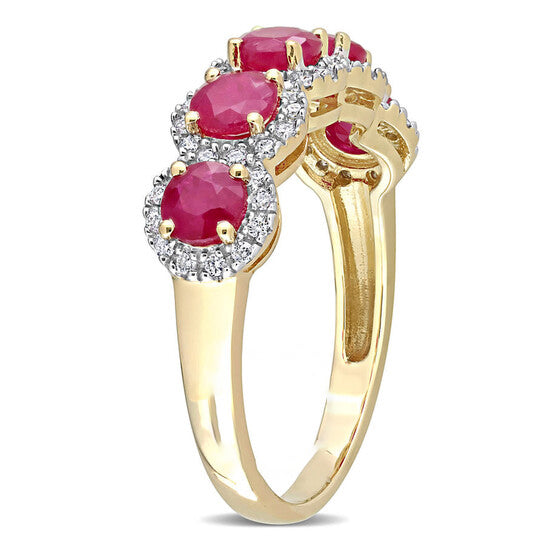 Original Amour 1 3/4 CT TGW Ruby and 1/5 CT TDW Diamond Semi-Eternity Ring in 14k Yellow Gold