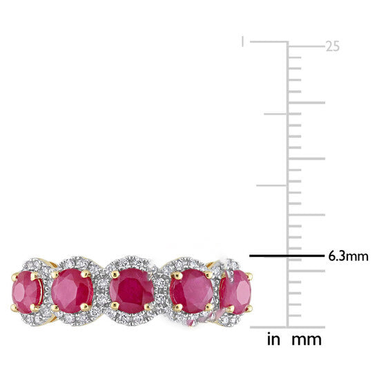 Original Amour 1 3/4 CT TGW Ruby and 1/5 CT TDW Diamond Semi-Eternity Ring in 14k Yellow Gold