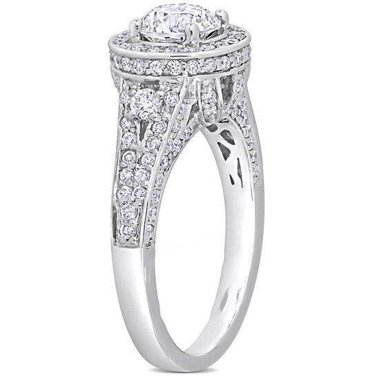 Original Amour 1 3/4 CT TW Halo Engagement Ring in 14k White Gold