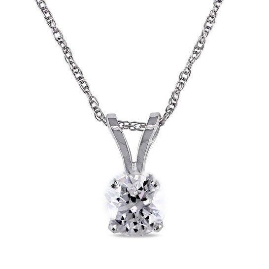 Original AMOUR 1/4 CT TW Diamond Solitaire Pendant with Chain In 14K White Gold