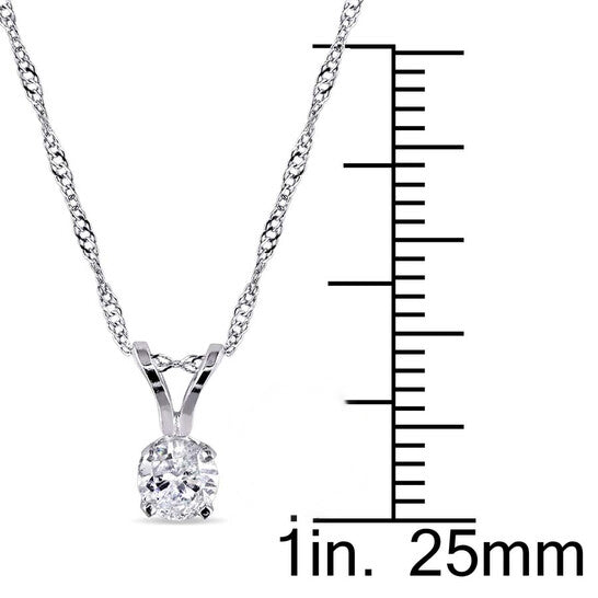 Original AMOUR 1/4 CT TW Diamond Solitaire Pendant with Chain In 14K White Gold