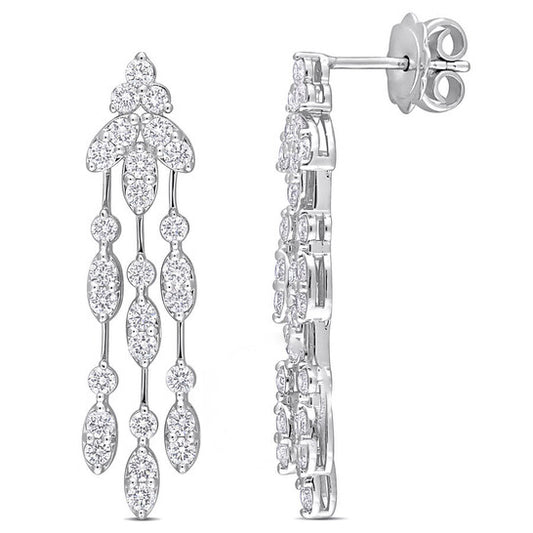 Original AMOUR 1 4/5 CT TDW Diamond Chandelier Earrings In 14K White Gold