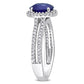 Original Amour 1 4/5 CT TGW Oval Blue Sapphire and 3/8 CT TDW Diamond Halo Engagement Ring in 14k White Gold