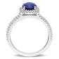 Original Amour 1 4/5 CT TGW Oval Blue Sapphire and 3/8 CT TDW Diamond Halo Engagement Ring in 14k White Gold