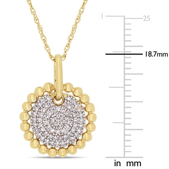 Original AMOUR 1/5 CT TW Diamond Cluster Pendant with Chain In 10K Yellow Gold