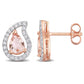 Original AMOUR 1 7/8 CT TGW Pear Shape Morganite and White Topaz Teardrop Stud Earrings In Rose Plated Sterling Silver