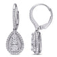 Original AMOUR 1 CT TW Diamond Composite Pear Shape Halo Leverback Earrings In 10K White Gold