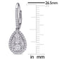 Original AMOUR 1 CT TW Diamond Composite Pear Shape Halo Leverback Earrings In 10K White Gold