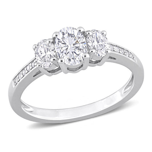 Original Amour 1 CT Oval and Round Diamonds TW Engagement Ring White Platinum