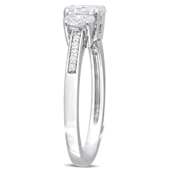 Original Amour 1 CT Oval and Round Diamonds TW Engagement Ring White Platinum