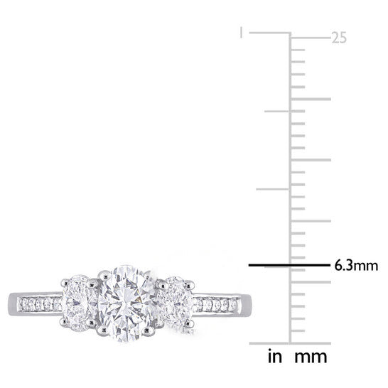 Original Amour 1 CT Oval and Round Diamonds TW Engagement Ring White Platinum