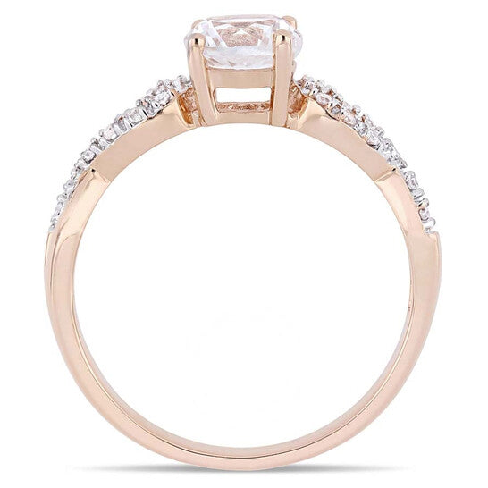 Original Amour 1 CT TGW Created White Sapphire and 1/10 CT TW Diamond Infinity Engagement Ring in 10k Rose gold JMS004998