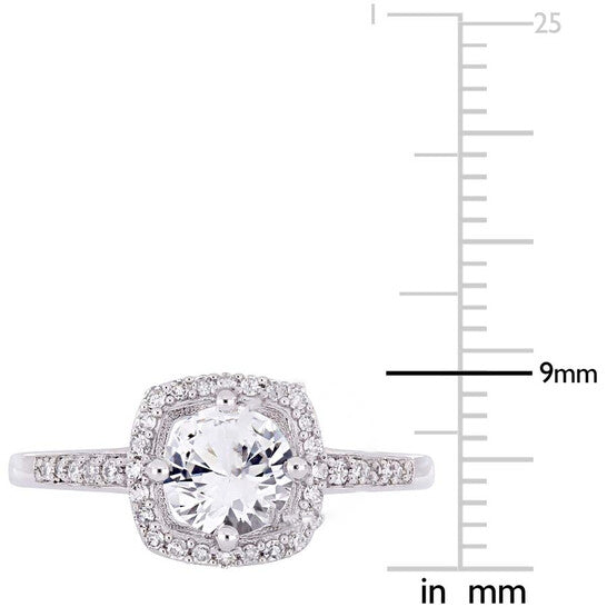 Original Amour 1 CT TGW Created White Sapphire and 1/7 CT TW Diamond Halo Ring in 10k White Gold JMS005034